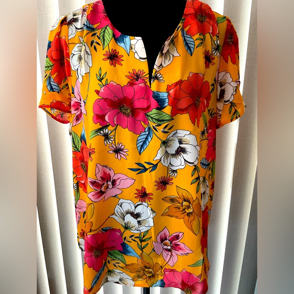 NWOT DR2 Floral Short Sleeve Top